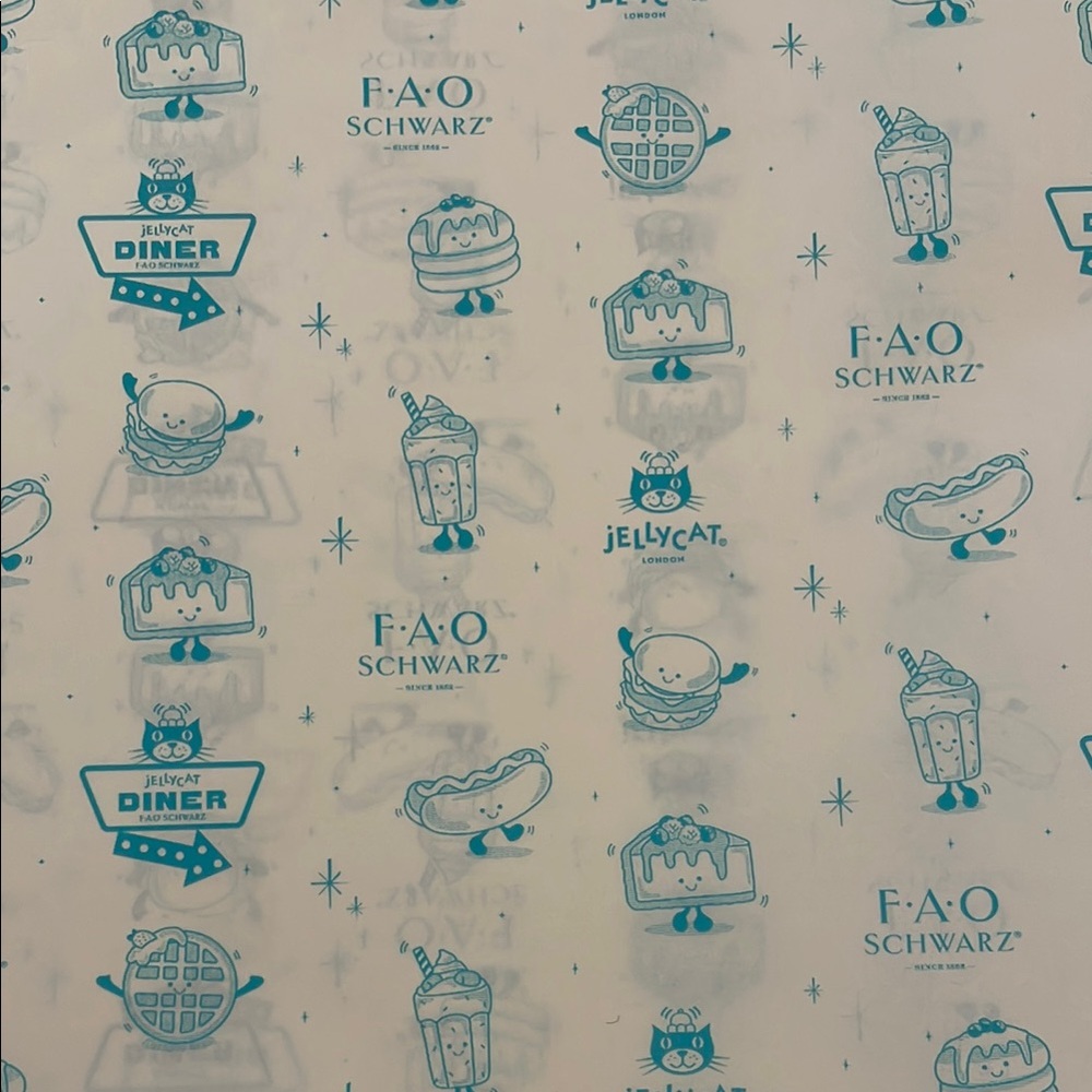 NEW NYC FAO Schwarz Jellycat Diner Wrapping Tissue Paper featuring new items